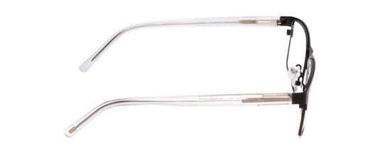 Side View of Ernest Hemingway H4902 Designer Single Vision Prescription Rx Eyeglasses in Matte Satin Black/Clear Crystal Mens Rectangle Full Rim Stainless Steel 57 mm