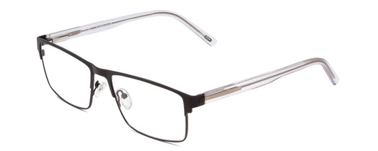 Profile View of Ernest Hemingway H4902 Designer Progressive Lens Blue Light Blocking Eyeglasses in Matte Satin Black/Clear Crystal Mens Rectangle Full Rim Stainless Steel 57 mm