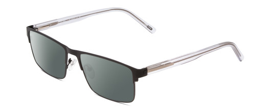 Profile View of Ernest Hemingway H4902 Designer Polarized Sunglasses with Custom Cut Smoke Grey Lenses in Matte Satin Black/Clear Crystal Mens Rectangle Full Rim Stainless Steel 57 mm