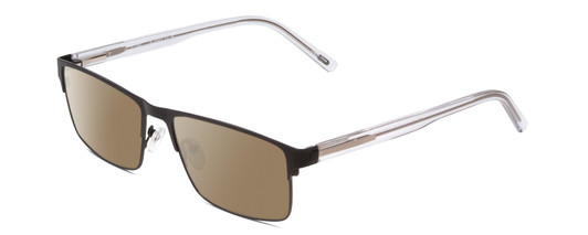 Profile View of Ernest Hemingway H4902 Designer Polarized Sunglasses with Custom Cut Amber Brown Lenses in Matte Satin Black/Clear Crystal Mens Rectangle Full Rim Stainless Steel 57 mm