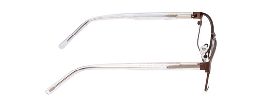 Side View of Ernest Hemingway H4902 Designer Single Vision Prescription Rx Eyeglasses in Matte Satin Brown/Clear Crystal Mens Rectangle Full Rim Stainless Steel 57 mm