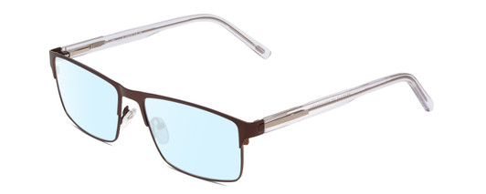 Profile View of Ernest Hemingway H4902 Designer Blue Light Blocking Eyeglasses in Matte Satin Brown/Clear Crystal Mens Rectangle Full Rim Stainless Steel 57 mm