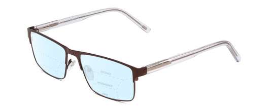 Profile View of Ernest Hemingway H4902 Designer Progressive Lens Blue Light Blocking Eyeglasses in Matte Satin Brown/Clear Crystal Mens Rectangle Full Rim Stainless Steel 57 mm