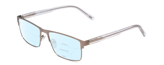 Profile View of Ernest Hemingway H4902 Designer Progressive Lens Blue Light Blocking Eyeglasses in Matte Satin Silver/Clear Crystal Mens Rectangle Full Rim Stainless Steel 57 mm