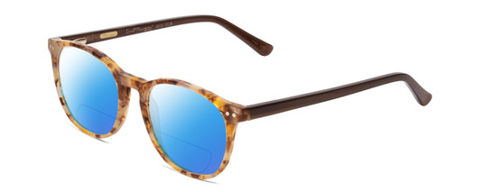 Profile View of Ernest Hemingway H4903 Designer Polarized Reading Sunglasses with Custom Cut Powered Blue Mirror Lenses in Demi-Tortoise Havana Brown Ladies Cateye Full Rim Acetate 49 mm