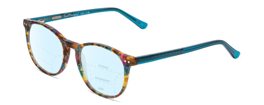 Profile View of Ernest Hemingway H4903 Designer Progressive Lens Blue Light Blocking Eyeglasses in Demi-Tortoise Havana Blue Ladies Cateye Full Rim Acetate 49 mm