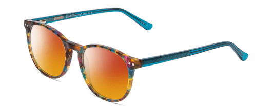 Profile View of Ernest Hemingway H4903 Designer Polarized Sunglasses with Custom Cut Red Mirror Lenses in Demi-Tortoise Havana Blue Ladies Cateye Full Rim Acetate 49 mm
