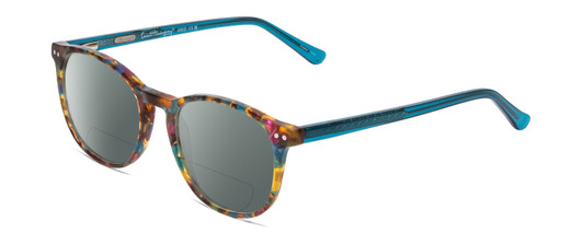 Profile View of Ernest Hemingway H4903 Designer Polarized Reading Sunglasses with Custom Cut Powered Smoke Grey Lenses in Demi-Tortoise Havana Blue Ladies Cateye Full Rim Acetate 49 mm