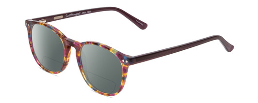 Profile View of Ernest Hemingway H4903 Designer Polarized Reading Sunglasses with Custom Cut Powered Smoke Grey Lenses in Demi-Tortoise Havana Mauve Purple Ladies Cateye Full Rim Acetate 49 mm