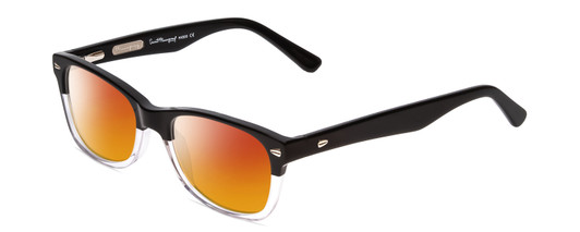 Profile View of Ernest Hemingway H4906 Designer Polarized Sunglasses with Custom Cut Red Mirror Lenses in Gloss Black Clear Crystal 2 Tone/Silver Studs Unisex Cateye Full Rim Acetate 51 mm