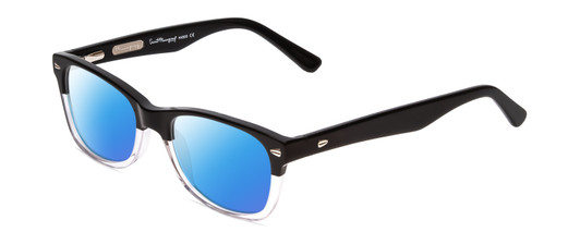 Profile View of Ernest Hemingway H4906 Designer Polarized Sunglasses with Custom Cut Blue Mirror Lenses in Gloss Black Clear Crystal 2 Tone/Silver Studs Unisex Cateye Full Rim Acetate 51 mm