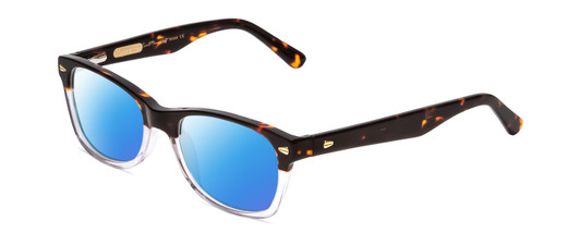 Profile View of Ernest Hemingway H4906 Designer Polarized Sunglasses with Custom Cut Blue Mirror Lenses in Auburn Brown Tortoise Havana Clear Crystal 2 Tone/Gold Studs Unisex Cateye Full Rim Acetate 51 mm