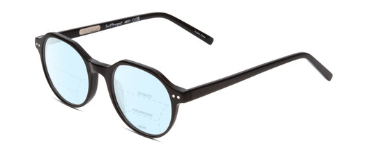 Profile View of Ernest Hemingway H4907 Designer Progressive Lens Blue Light Blocking Eyeglasses in Black Ladies Round Full Rim Acetate 48 mm