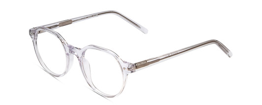 Profile View of Ernest Hemingway H4907 Designer Blue Light Blocking Eyeglasses in Clear Crystal Ladies Round Full Rim Acetate 48 mm