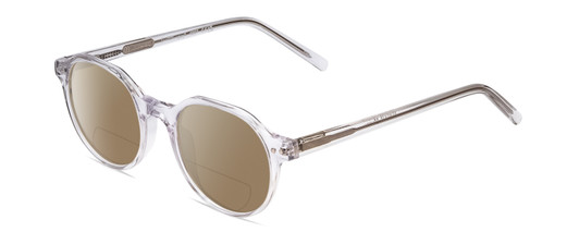 Profile View of Ernest Hemingway H4907 Designer Polarized Reading Sunglasses with Custom Cut Powered Amber Brown Lenses in Clear Crystal Ladies Round Full Rim Acetate 48 mm