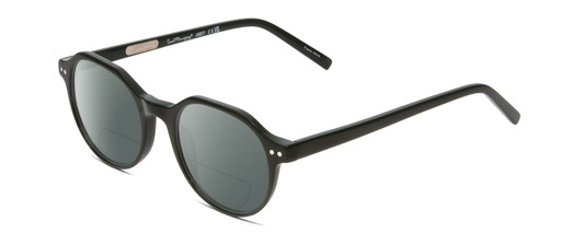 Profile View of Ernest Hemingway H4907 Designer Polarized Reading Sunglasses with Custom Cut Powered Smoke Grey Lenses in Jade Green Ladies Round Full Rim Acetate 48 mm