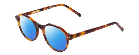 Profile View of Ernest Hemingway H4907 Designer Polarized Reading Sunglasses with Custom Cut Powered Blue Mirror Lenses in Tortoise Havana Ladies Round Full Rim Acetate 48 mm
