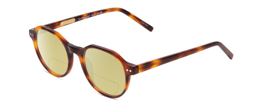 Profile View of Ernest Hemingway H4907 Designer Polarized Reading Sunglasses with Custom Cut Powered Sun Flower Yellow Lenses in Tortoise Havana Ladies Round Full Rim Acetate 48 mm