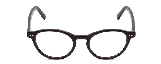 Front View of Ernest Hemingway H4912 Designer Progressive Lens Prescription Rx Eyeglasses in Gloss Black/Silver Accents Unisex Round Full Rim Acetate 47 mm