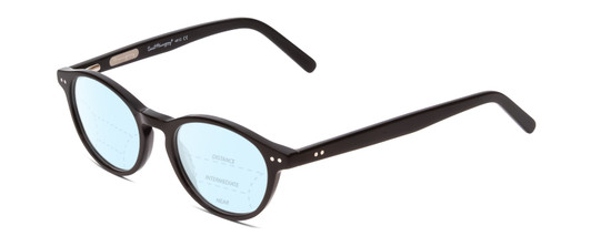 Profile View of Ernest Hemingway H4912 Designer Progressive Lens Blue Light Blocking Eyeglasses in Gloss Black/Silver Accents Unisex Round Full Rim Acetate 47 mm