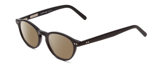 Profile View of Ernest Hemingway H4912 Designer Polarized Sunglasses with Custom Cut Amber Brown Lenses in Gloss Black/Silver Accents Unisex Round Full Rim Acetate 47 mm