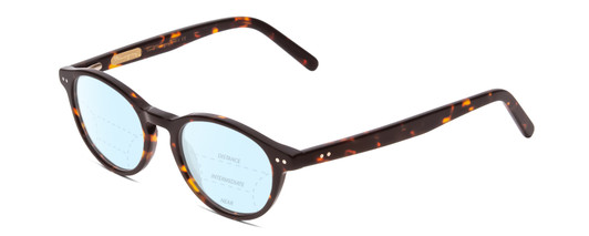 Profile View of Ernest Hemingway H4912 Designer Progressive Lens Blue Light Blocking Eyeglasses in Amber Brown Leopard Animal Print/Silver Accents Unisex Round Full Rim Acetate 47 mm