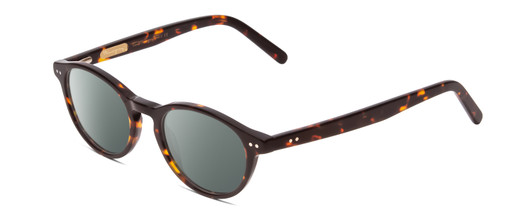 Profile View of Ernest Hemingway H4912 Designer Polarized Sunglasses with Custom Cut Smoke Grey Lenses in Amber Brown Leopard Animal Print/Silver Accents Unisex Round Full Rim Acetate 47 mm