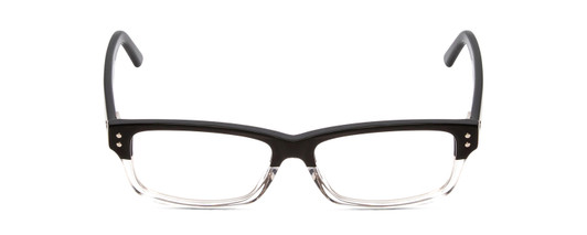 Front View of Ernest Hemingway H4913 Designer Reading Eye Glasses with Custom Cut Powered Lenses in Gloss Black Clear Crystal 2 Tone/Silver Studs Unisex Rectangle Full Rim Acetate 50 mm