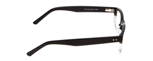 Side View of Ernest Hemingway H4913 Designer Single Vision Prescription Rx Eyeglasses in Gloss Black Clear Crystal 2 Tone/Silver Studs Unisex Rectangle Full Rim Acetate 50 mm