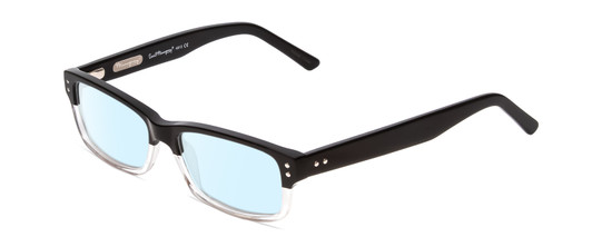 Profile View of Ernest Hemingway H4913 Designer Blue Light Blocking Eyeglasses in Gloss Black Clear Crystal 2 Tone/Silver Studs Unisex Rectangle Full Rim Acetate 50 mm