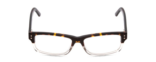 Front View of Ernest Hemingway H4913 Designer Single Vision Prescription Rx Eyeglasses in Gloss Amber Brown Tortoise Havana Clear Crystal 2 Tone/Silver Studs Unisex Rectangle Full Rim Acetate 50 mm