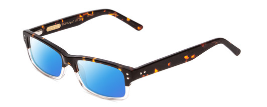 Profile View of Ernest Hemingway H4913 Designer Polarized Sunglasses with Custom Cut Blue Mirror Lenses in Gloss Amber Brown Tortoise Havana Clear Crystal 2 Tone/Silver Studs Unisex Rectangle Full Rim Acetate 50 mm