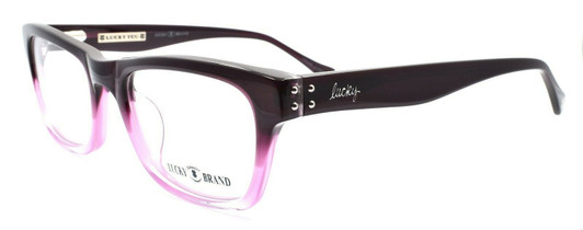 Profile View of Lucky Brand Tropic Ladies Designer Reading Glasses in Purple Crystal Fade Lavender 52mm