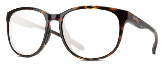 Profile View of Smith Optics Lake Shasta Designer Reading Eye Glasses in Tortoise Havana Brown Gold Unisex Cateye Full Rim Acetate 56 mm