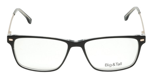 Front View of Big and Tall 22 Designer Bi-Focal Prescription Rx Eyeglasses in Black/Clear Crystal Unisex Square Full Rim Acetate 58 mm