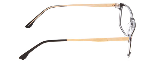 Side View of Big and Tall 22 Designer Blue Light Blocking Eyeglasses in Black/Clear Crystal Unisex Square Full Rim Acetate 58 mm