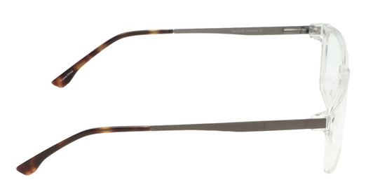 Side View of Big and Tall 22 Unisex Square Designer Reading Glasses Transparent Crystal 58 mm