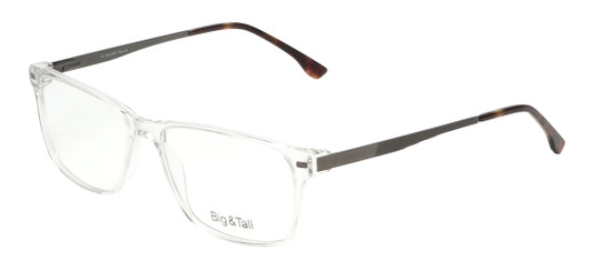 Profile View of Big and Tall 22 Designer Reading Eye Glasses with Custom Cut Powered Lenses in Crystal Clear Unisex Square Full Rim Acetate 58 mm