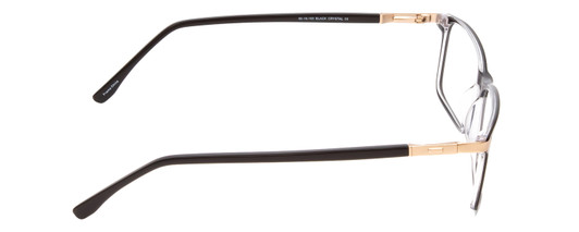 Side View of Big and Tall 23 Designer Progressive Lens Blue Light Blocking Eyeglasses in Black & Clear Crystal Unisex Rectangle Full Rim Acetate 60 mm