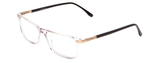 Profile View of Big and Tall 23 Designer Blue Light Blocking Eyeglasses in Crystal Clear Unisex Rectangle Full Rim Acetate 60 mm