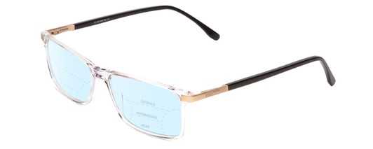 Profile View of Big and Tall 23 Designer Progressive Lens Blue Light Blocking Eyeglasses in Crystal Clear Unisex Rectangle Full Rim Acetate 60 mm