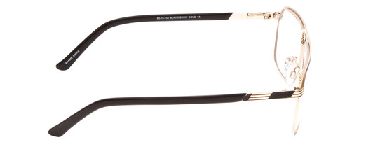 Side View of Big and Tall 24 Designer Progressive Lens Blue Light Blocking Eyeglasses in Black/Shiny Gold Unisex Aviator Full Rim Metal 60 mm