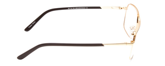 Side View of Big and Tall 25 Designer Progressive Lens Blue Light Blocking Eyeglasses in Matte Brown/Shiny Gold Unisex Aviator Full Rim Metal 60 mm