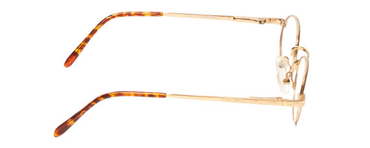 Side View of Flex Collection 46 Designer Blue Light Blocking Eyeglasses in Gold/Orange Tortoise Havana Ladies Oval Full Rim Metal 46 mm