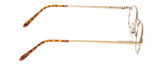 Side View of Flex Collection 53 Designer Blue Light Blocking Eyeglasses in Gold/Demi Tortoise Havana Amber Ladies Oval Full Rim Metal 43 mm