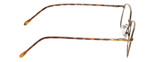 Side View of Flex Collection 60 Designer Progressive Lens Blue Light Blocking Eyeglasses in Antique Gold/Demi Tortoise Havana Amber Ladies Round Full Rim Metal 51 mm
