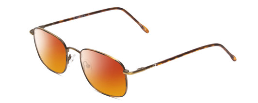 Profile View of Flex Collection 60 Designer Polarized Sunglasses with Custom Cut Red Mirror Lenses in Antique Gold/Demi Tortoise Havana Amber Ladies Round Full Rim Metal 51 mm