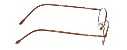 Side View of Flex Collection 64 Designer Blue Light Blocking Eyeglasses in Antique Gold/Demi Tortoise Havana Amber Ladies Oval Full Rim Metal 46 mm