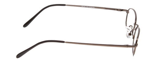 Side View of Flex Collection 76 Designer Blue Light Blocking Eyeglasses in Shiny Black Gunmetal Ladies Oval Full Rim Metal 46 mm