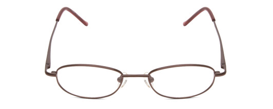 Front View of Metal Flex KIDS 1001 Girl Oval Designer Reading Glasses in Shiny Dark Brown 43mm